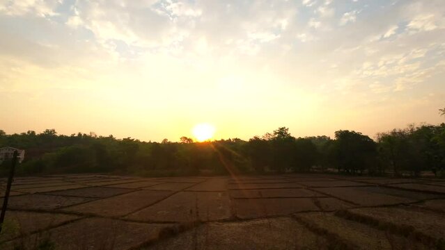 travelling mumbai to malvan wide view from bus window evening  travel video sunset view