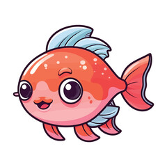 Playful Salmon: Delightful 2D Illustration of a Graceful Swimmer in the Rapids