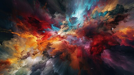 Fototapeta na wymiar Vibrant Space Wallpaper showcasing a nebula in a riot of colors generative ai
