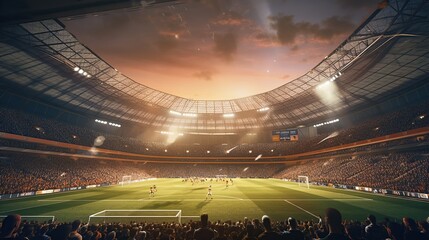 Aerial view of stadium football Generative AI - obrazy, fototapety, plakaty