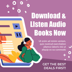 Download and listen audio books now, promo banner