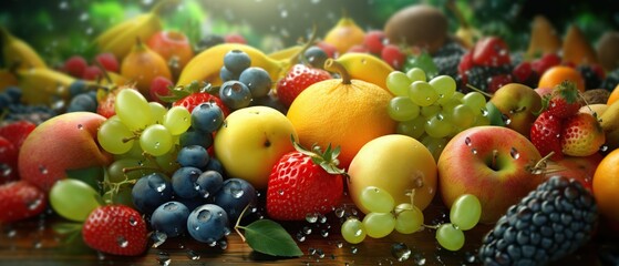 Obraz na płótnie Canvas Fresh fruits background Generative AI