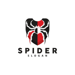 Spider Logo, Insect Animal Vector, Premium Vintage Design, Icon Template Symbol