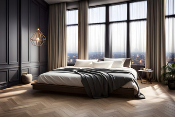 bedroom with bed using created using AI Generative Technology