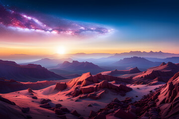 sunrise in the mountains using created using AI Generative Technology