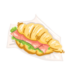 Croissant with ham and salad