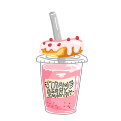 Strawberry Milkshake with donut