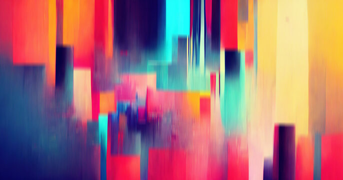 Glitch art color noise block design blur strokes