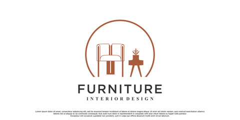Vector minimalist furniture logo design for interior home