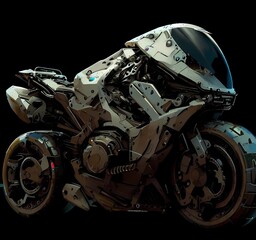 Rendering of a fantasy monster bike, generate by ai .

