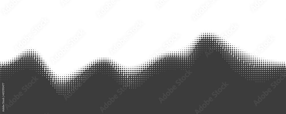 Poster dotted wave background. halftone abstract vector gradient. particle flow fade. textured fluid effect