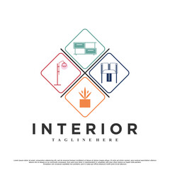 Vector minimalist furniture logo design for interior home