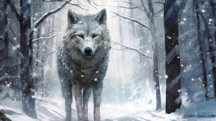 Generative AI, Frostbound Majesty A wolf in a winter landscape