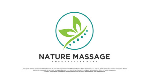 Vector chiropractic logo design for massage teraphy with creative concept