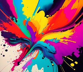Living Color background made of splashes of color creative. AI generative illustration