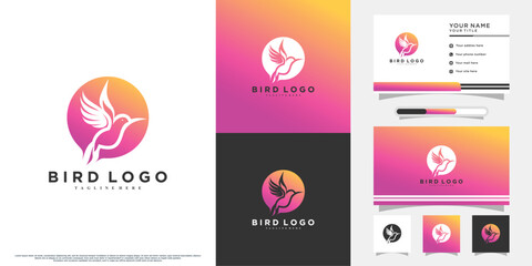 Creative design brid logo with unique concept Premium Vector