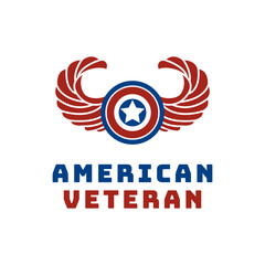 American USA Flag Star Wings for Military Veteran Army Patriotic Logo Design