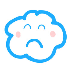 Fluffy Cloud Doodle Curve with Face Expression Cartoon