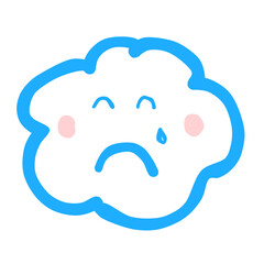 Fluffy Cloud Doodle Curve with Face Expression Cartoon