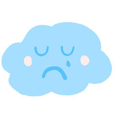 Fluffy Cloud Doodle Curve with Face Expression Cartoon