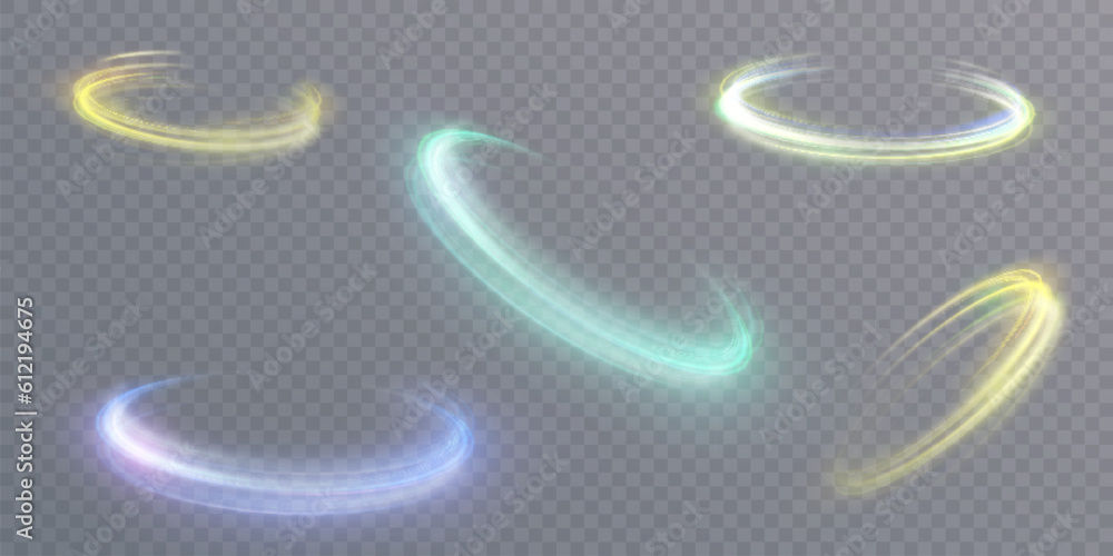 Aufkleber A bright plume of luminous rays swirling in a fast spiraling motion. Light golden swirl. Luminous line curve light effect. Vector