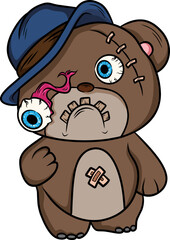 crazy teddy bear vector art
