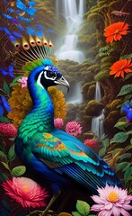 Fototapeta premium Beautiful Peacock in a lovely forest