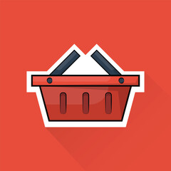 Illustration Vector of Shopping Basket in Flat Design