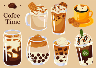 set of coffee drink