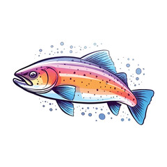 Fototapeta premium Enchanting Trout: Endearing 2D Illustration of a Colorful and Agile Fish