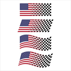 Fototapeta premium Checkered racing flags with USA