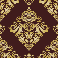 Classic seamless vector pattern. Damask orient ornament. Classic brown and golden vintage background. Orient pattern for fabric, wallpapers and packaging