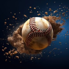 illustration of dirty baseball ball in action.