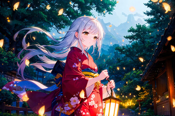 提灯を手に持つ
generative