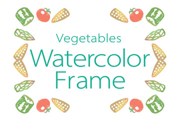 おしゃれな野菜の水彩風イラスト・フレーム。ベクター素材だからデザインに使いやすい。