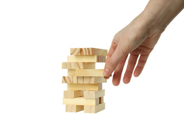 PNG, wooden cubes, risk concept