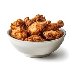Fried Chicken in a bowl on white background, generative AI