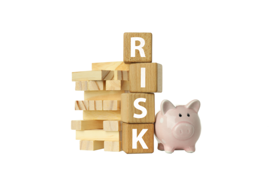 PNG, wooden cubes, risk concept