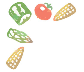 おしゃれな野菜の水彩風イラスト。フレーム用のコーナー。ベクター素材だからデザインに使いやすい。