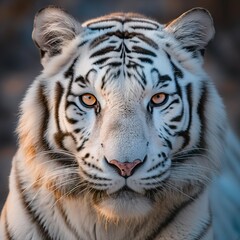Fototapeta na wymiar White Tiger Standing Against Dark Background. Generative AI