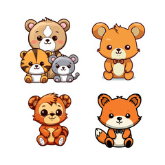 baby animal doll vector, suitable for toy kids sticker