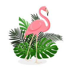 Vector illustration of a pink flamingo.
