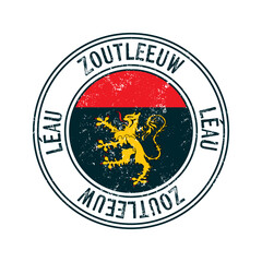 Zoutleeuw city grunge rubber stamp