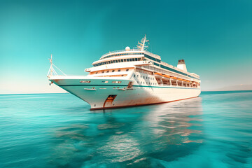 Serene Cruise Ship on Turquoise Ocean - Generative AI