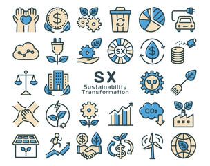SX(Sustainability Transformation)　カラフルなアイコンセット