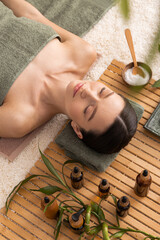 Concept of spa, relax and self care with beautiful young woman