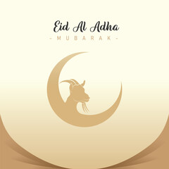 greeting template design for your social media feed. with a simple theme for Eid al-Adha celebrations