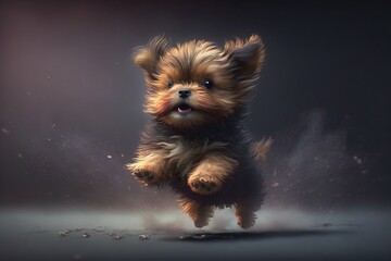  small dog jumping with a blurred background, generated by AI