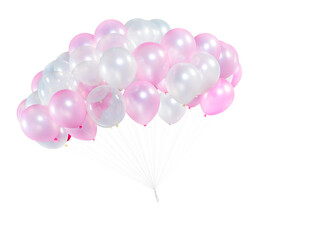 Bunch of bright pink and white balloons isolated PNG transparent