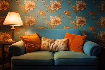 Interior with decorative pillow on sofa Generative AI